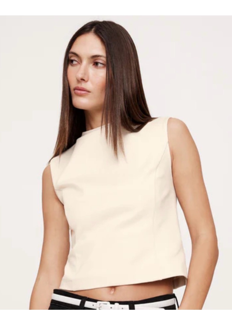 Banana Republic Ponte Sleeveless Crewneck Tank Top In Cream